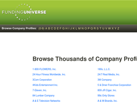 'fundinguniverse.com' screenshot