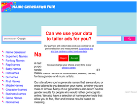 'namegeneratorfun.com' screenshot