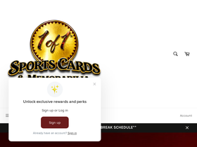 1of1cardshop.com homepage screenshot