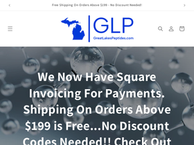 Greatlakespeptides homepage screenshot