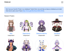 'hololist.net' screenshot