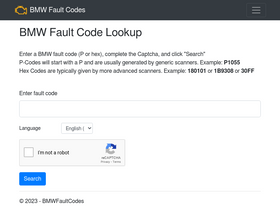 'bmwfault.codes' screenshot