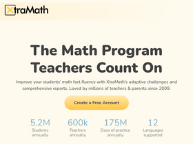 'xtramath.org' screenshot