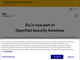 'zix.com' screenshot