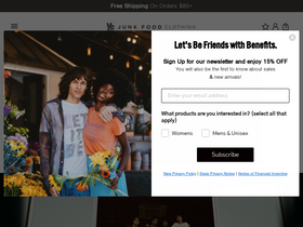 'junkfoodclothing.com' screenshot