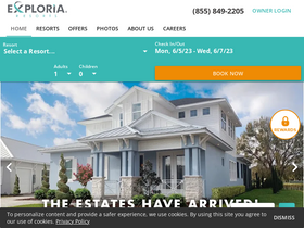 'exploriaresorts.com' screenshot