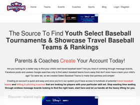 'selectbaseballteams.com' screenshot