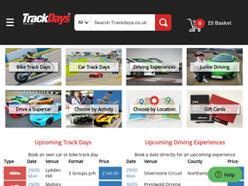 'trackdays.co.uk' screenshot
