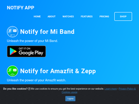 'mibandnotify.com' screenshot