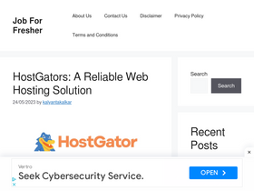 'jobforfresher.in' screenshot