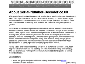 'serial-number-decoder.co.uk' screenshot