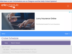 'cricschedule.com' screenshot