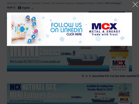 'mcxindia.com' screenshot