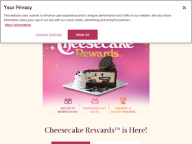 'thecheesecakefactory.com' screenshot