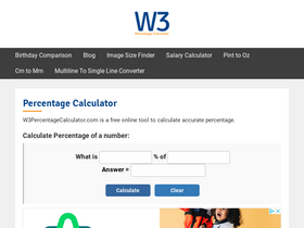 'w3percentagecalculator.com' screenshot
