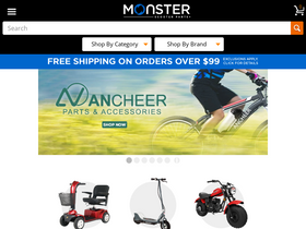 'monsterscooterparts.com' screenshot