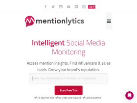 'mentionlytics.com' screenshot
