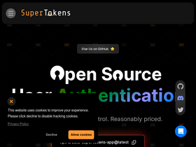 'supertokens.com' screenshot