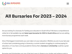 'allbursaries.co.za' screenshot