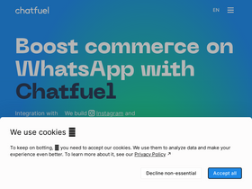 Chatfuel AI - Enhance business communication on WhatsApp, offering features like 24/7 customer interaction, revenue recovery, and data-driven insights