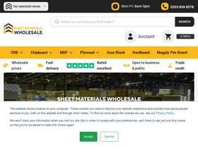 'sheetmaterialswholesale.co.uk' screenshot