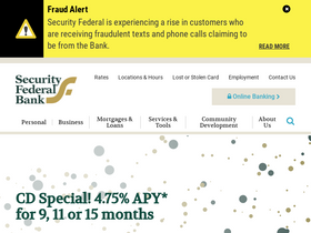 'securityfederalbank.com' screenshot