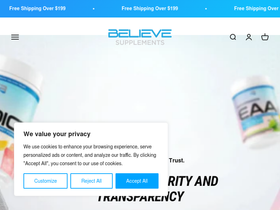 Believe Supplements website screenshot