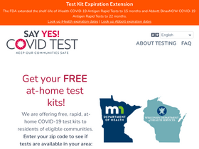 'sayyescovidhometest.org' screenshot