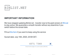 'binlist.net' screenshot