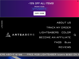 'artsabers.com' screenshot