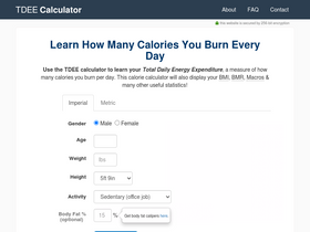 'tdeecalculator.net' screenshot