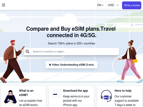 'esims.io' screenshot