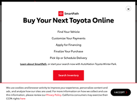 'autonationtoyotawinterpark.com' screenshot