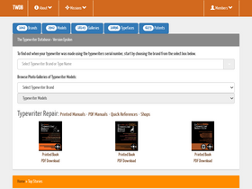 'typewriterdatabase.com' screenshot
