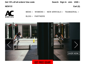 aerialclothing.com homepage screenshot