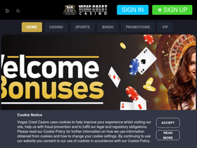 'vegascrestcasino.ag' screenshot