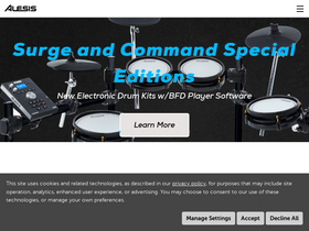 'alesis.com' screenshot