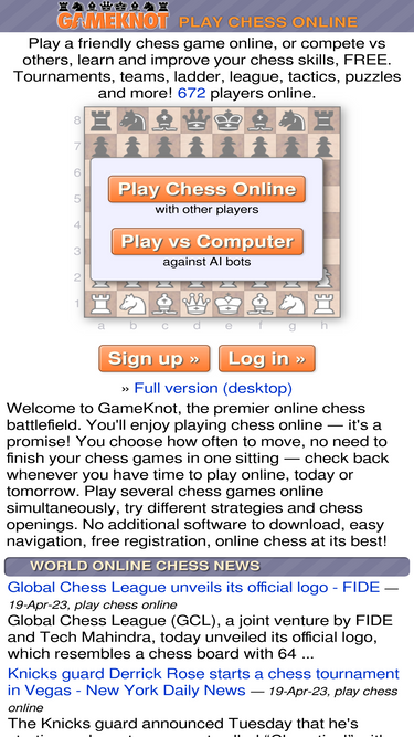 Play Chess on GAMEKNOT!!! 