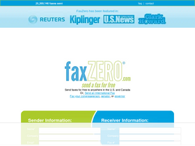'faxzero.com' screenshot