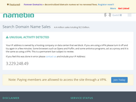 'namebio.com' screenshot