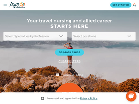 'ayahealthcare.com' screenshot