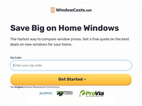 'windowcosts.net' screenshot