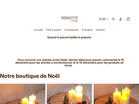 Pierrette Clothes website screenshot