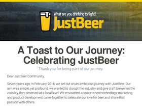 'justbeerapp.com' screenshot