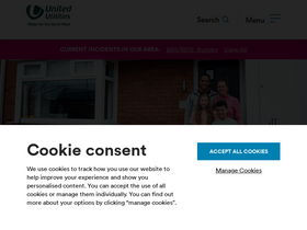 'unitedutilities.com' screenshot