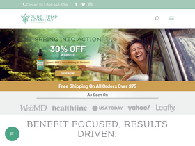 Pure Hemp Botanicals homepage screenshot