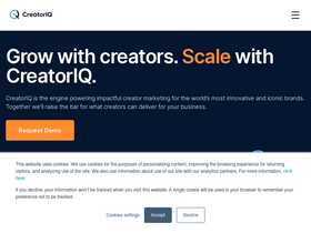 'creatoriq.com' screenshot