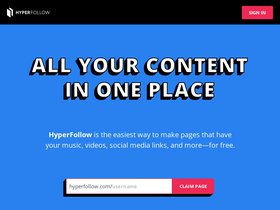 'hyperfollow.com' screenshot