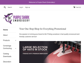 purplesharkembroidery.com homepage screenshot