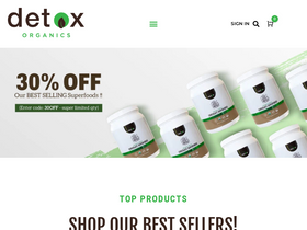 Detox Organics homepage screenshot